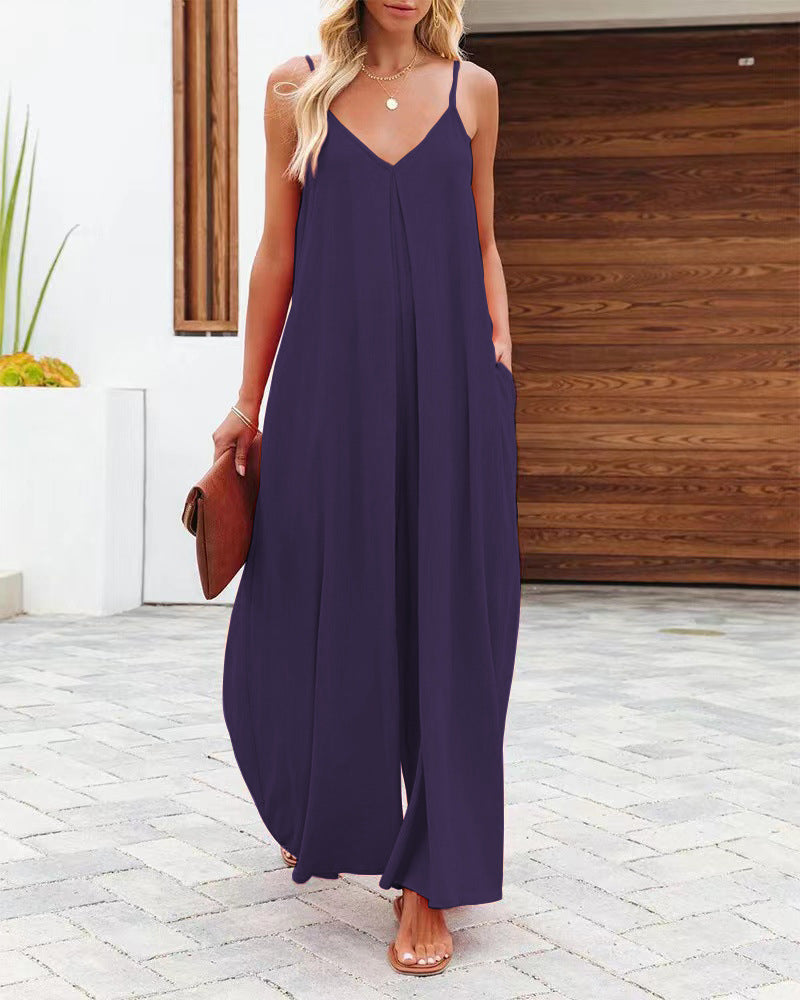 Damen Maxikleid mit v-ausschnitt und fließendem Schnitt Drune