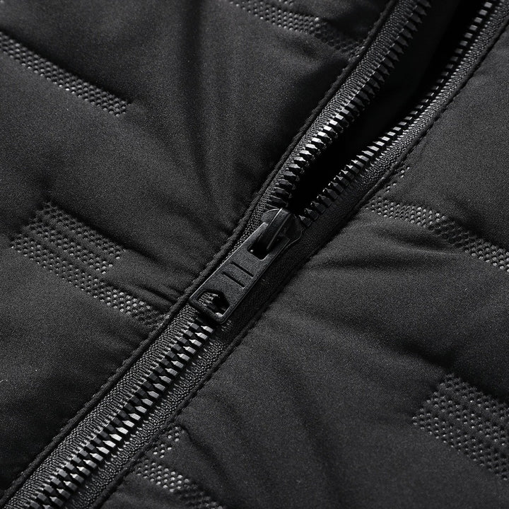 Herren Wattierte Kapuzenjacke mit geometrischer Steppung und winddichtem Saum Drune