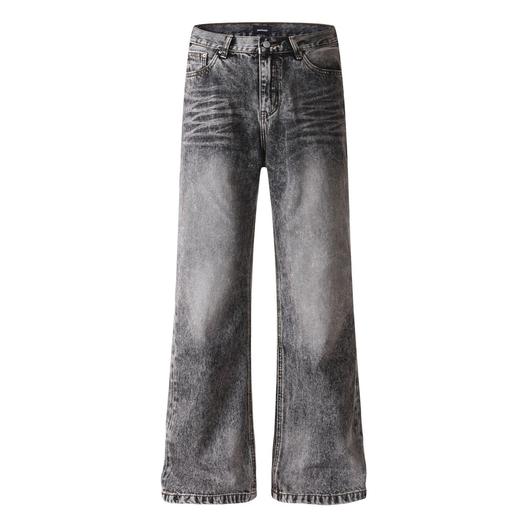 Damen weite Cropped-Jeans mit hoher Taille und Used-Effekt Drune
