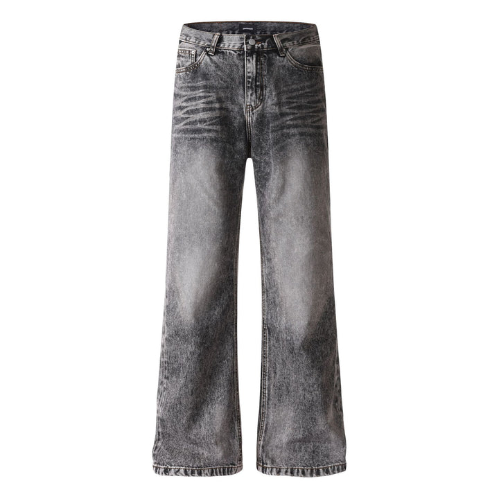 Damen weite Cropped-Jeans mit hoher Taille und Used-Effekt Drune