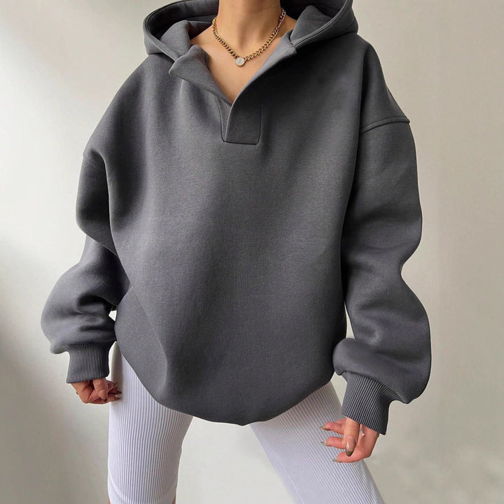 Damen Oversized Kapuzensweatshirt mit lässigem Stehkragen und langen Ärmeln Drune