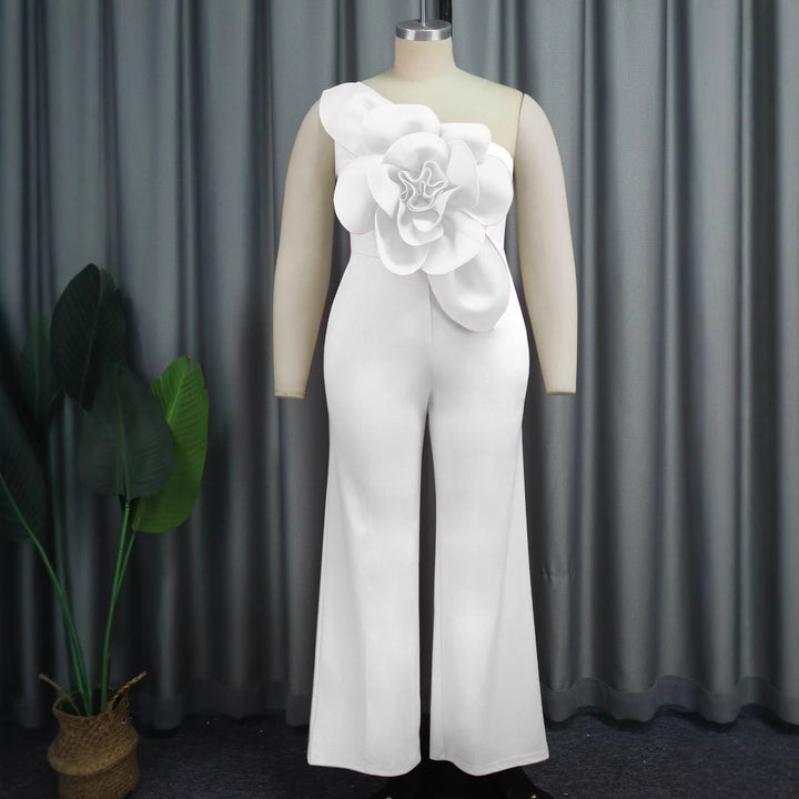 Damen Eleganter Jumpsuit mit floralen Applikationen Drune