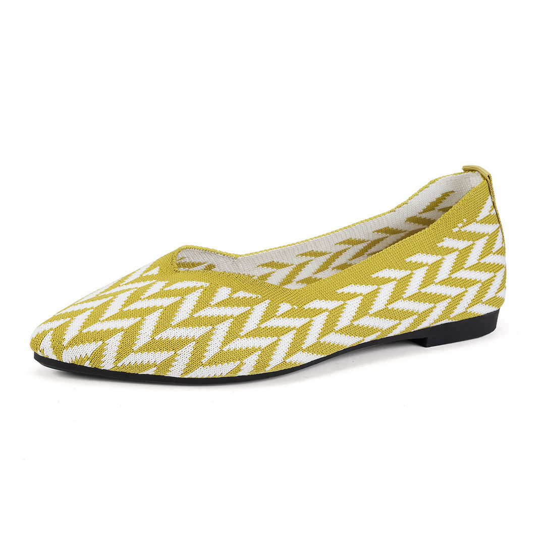 Damen Ballerinas mit modernem Zickzack-Muster und flexiblem Fußbett Drune