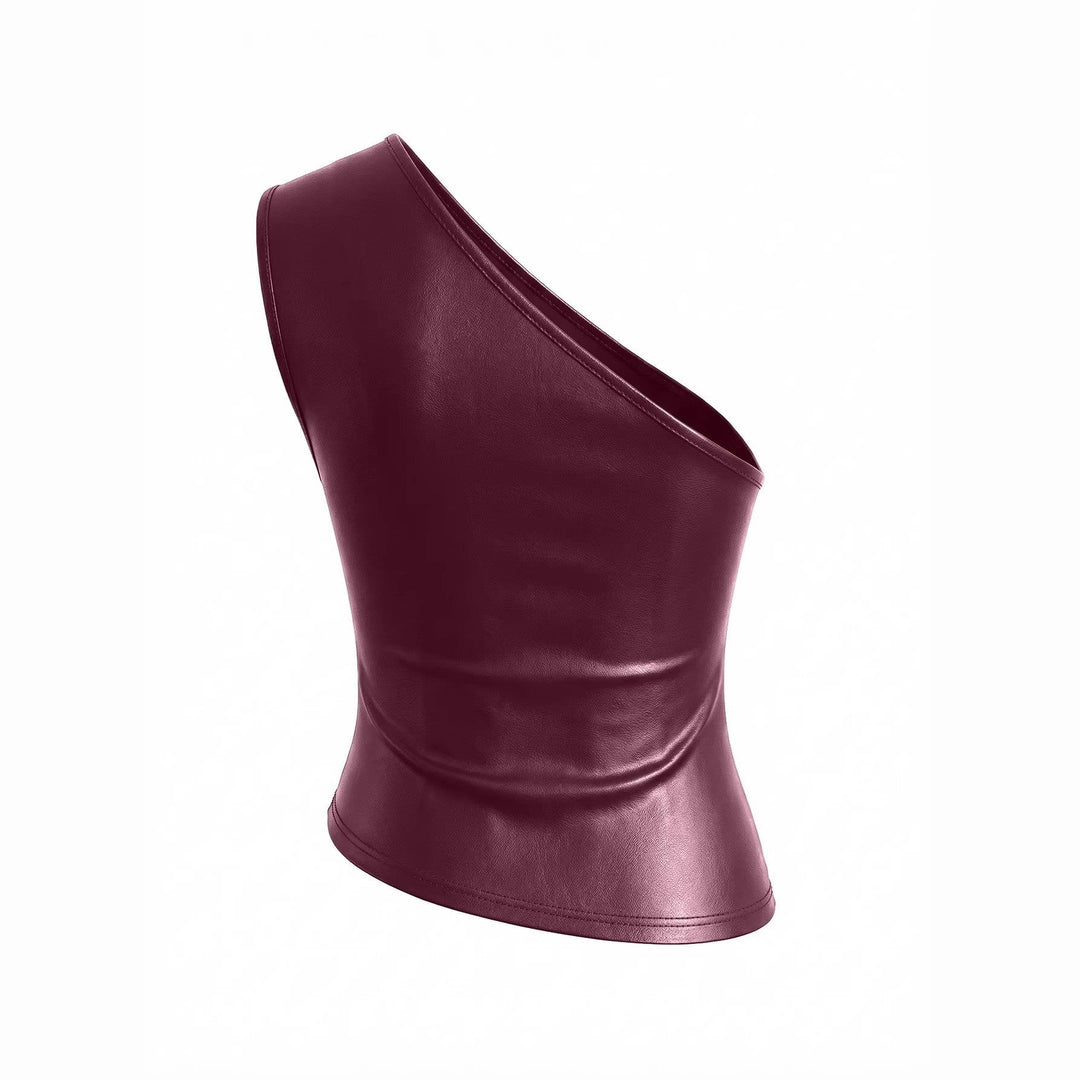 Damen asymmetrisches Top aus Kunstleder Drune