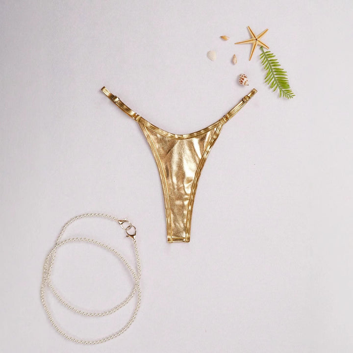 Damen Hochwertiger Metallic-String-Tanga mit verstellbaren Trägern Drune