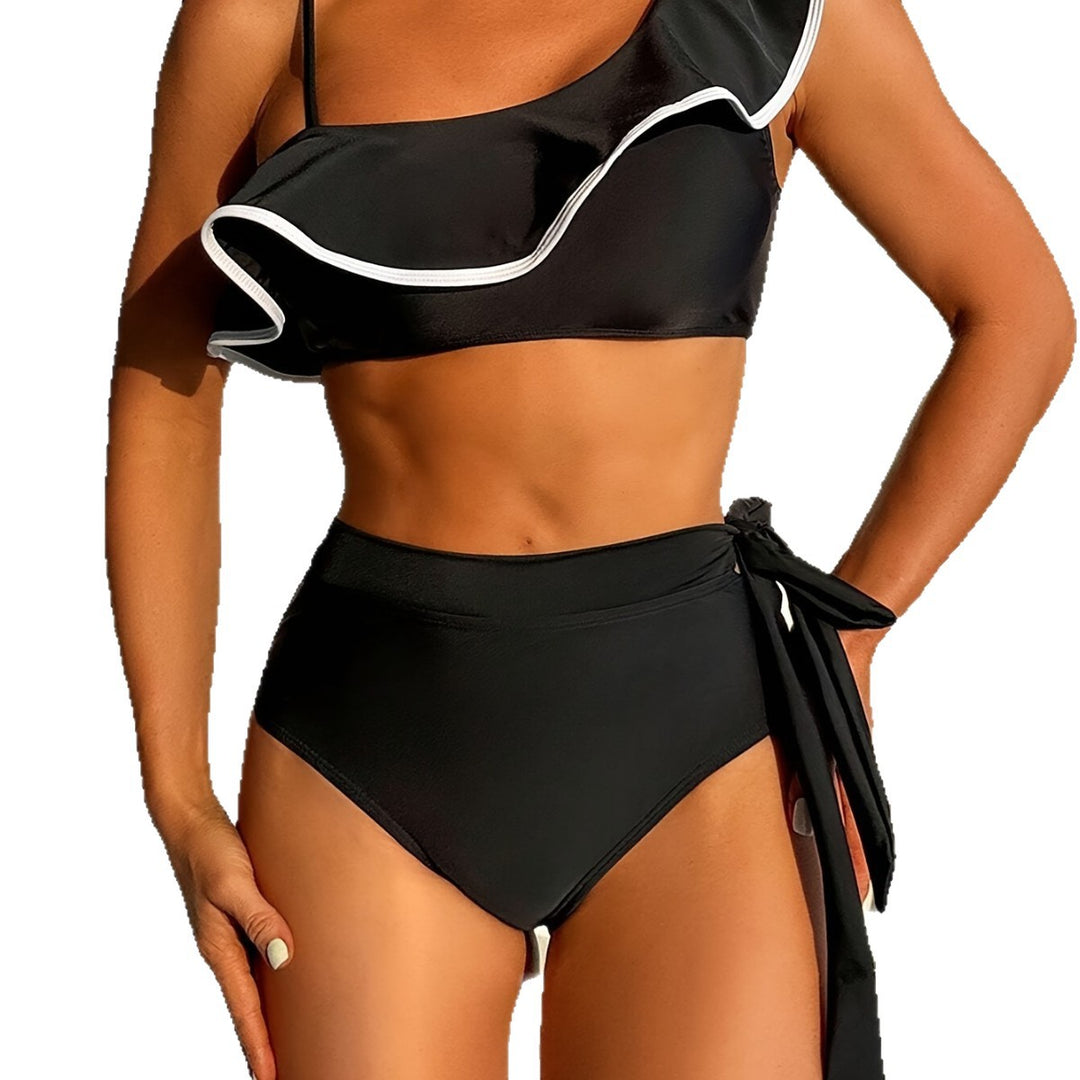 Damen Bikini-Set mit asymmetrischem Oberteil und elegantem U-Bund Drune