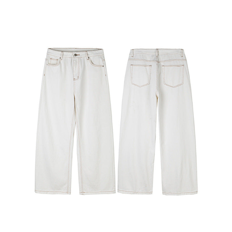 Damen Weite High-Waist Culotte-Jeans mit sichtbaren Kontrastnähten Drune