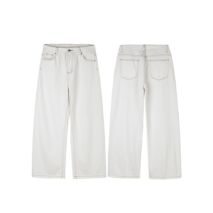 Damen Weite High-Waist Culotte-Jeans mit sichtbaren Kontrastnähten Drune