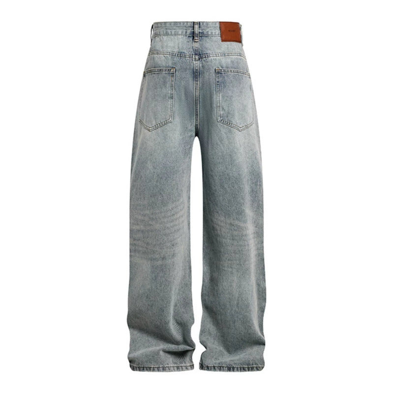 Damen Weite hochgeschnittene Palazzo-Jeans mit Destroyed-Kniepartie Drune