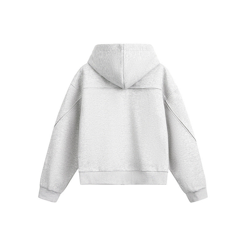 Unisex Oversize Kapuzen-Sweatjacke mit Reißverschluss und verdeckten Seitentaschen Drune