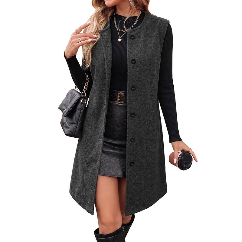 Damen Langer Wollmantel Drune