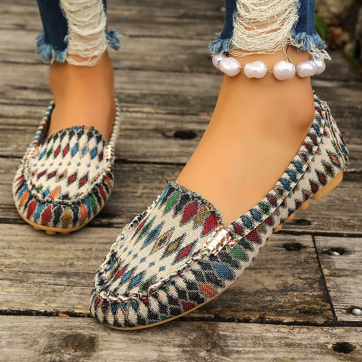 Damen Metallic Mokassin mit Noppenlaufsohle und Ziermetalldetail Drune