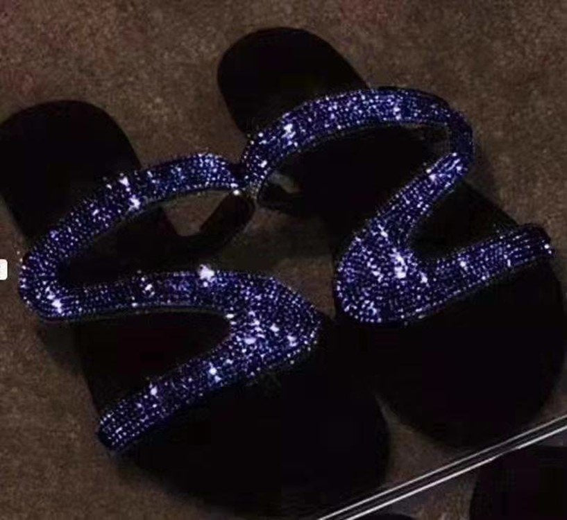 Damen Glitzer-Sandale mit geschwungenen Strass‑Riemen und gepolstertem Komfortfußbett Drune