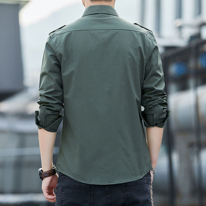 Herren legeres Utility-Overshirt aus Baumwollmix mit Schulterpatten und Pattentaschen Drune