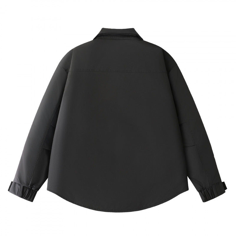 Herren Gepolsterte Hemdjacke mit abgerundetem Saum, Reißverschluss-Taschen und Druckknopf-Leiste Drune