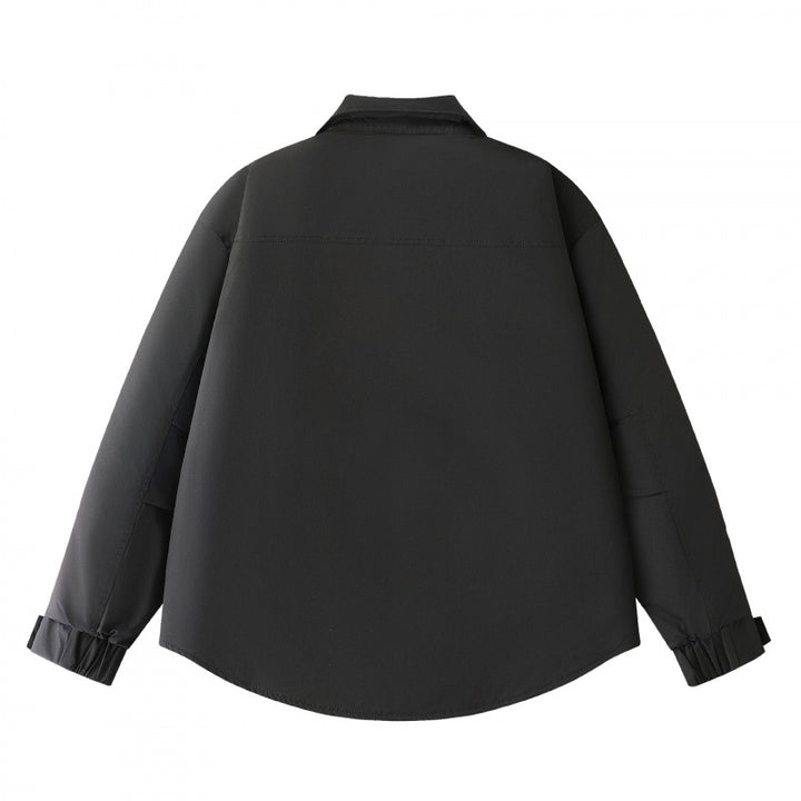 Herren Gepolsterte Hemdjacke mit abgerundetem Saum, Reißverschluss-Taschen und Druckknopf-Leiste Drune
