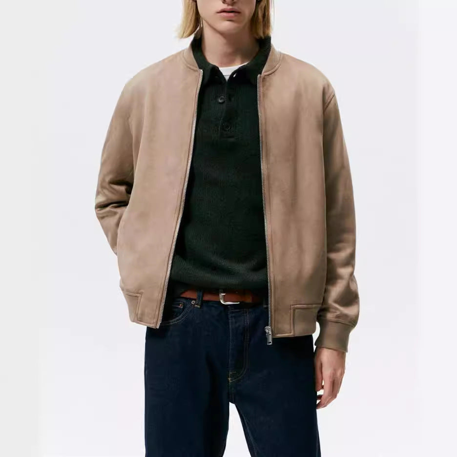 Herren Casual Elegante Sweatjacke mit Rundhalsausschnitt und seitlichen Eingrifftaschen Drune