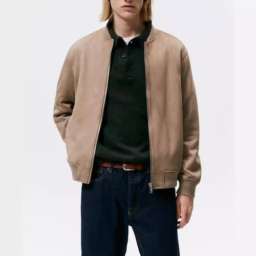 Herren Casual Elegante Sweatjacke mit Rundhalsausschnitt und seitlichen Eingrifftaschen Drune