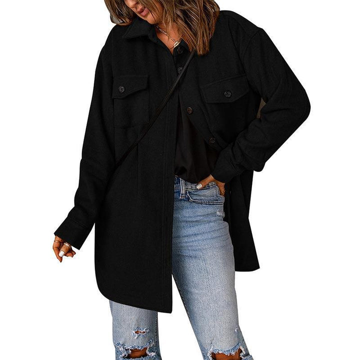 Damen Oversize-Hemdjacke mit Brustklappen und langem Schnitt Drune