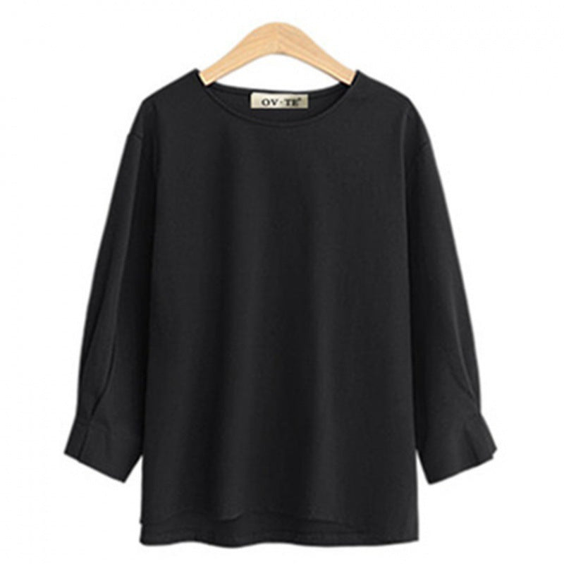 Damen lässiges Langarmshirt mit weitem Schnitt und elegantem Rundhalsausschnitt Drune