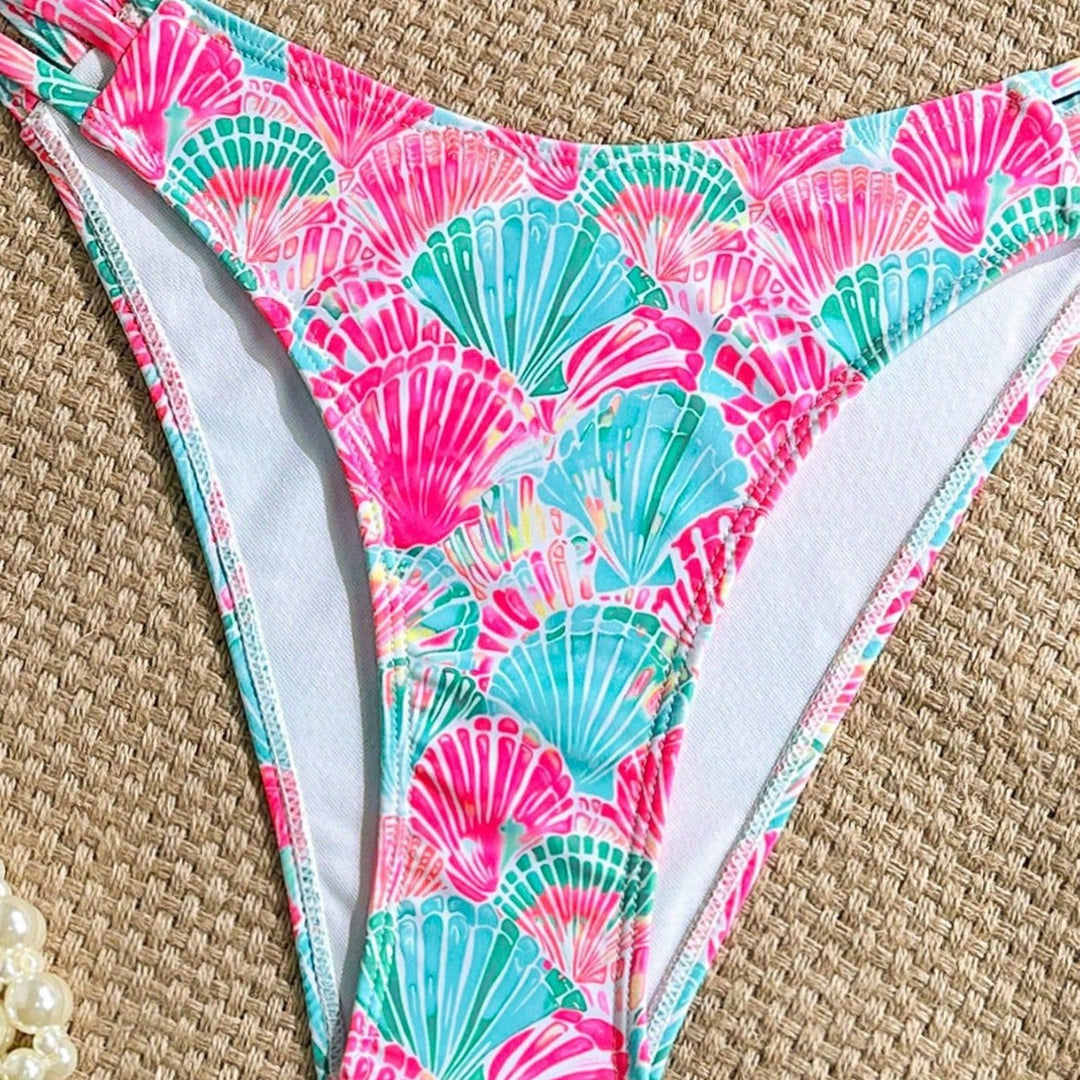 Damen Push-Up Bikini mit zarten Muschelmotiven Drune