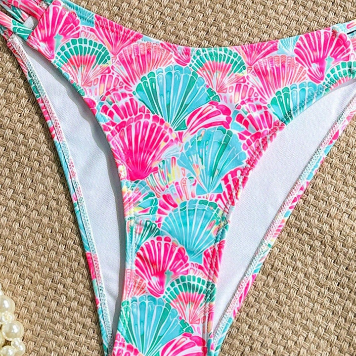 Damen Push-Up Bikini mit zarten Muschelmotiven Drune