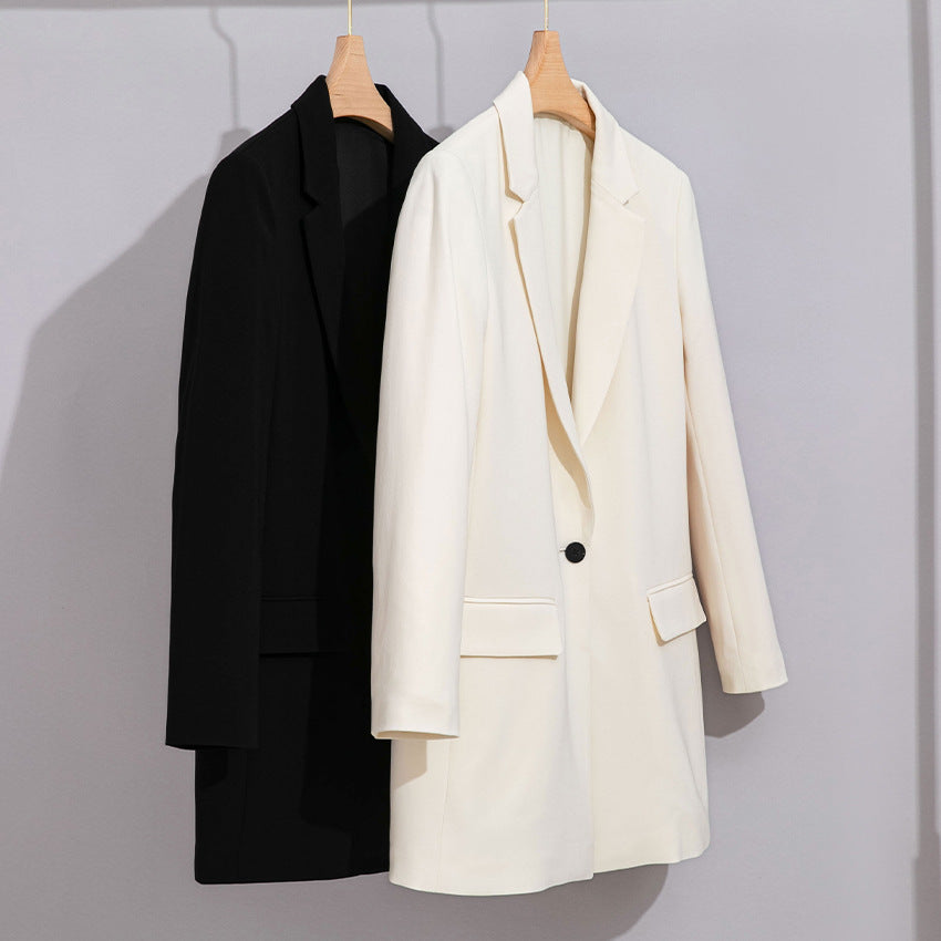 Damen Longline-Blazer mit geradem Schnitt und dezenten Pattentaschen Drune