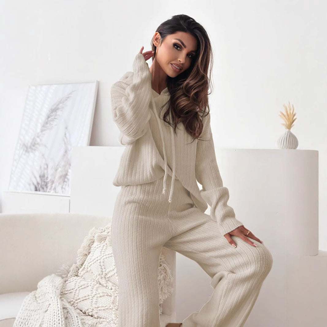 Damen Strickanzug mit Kapuze und weichem Material Drune