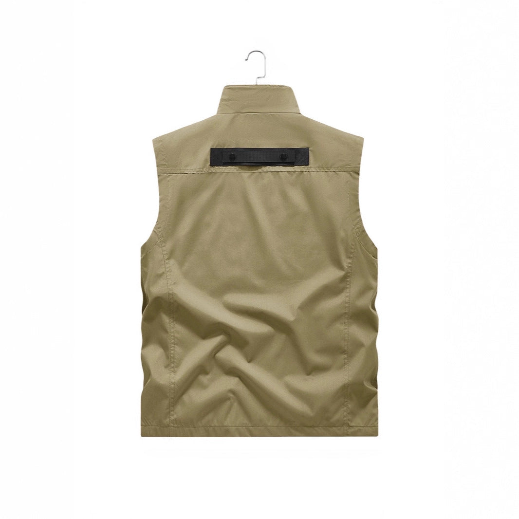 Herren Outdoor-Multitaschenweste mit Schnellzugriffstaschen und Stehkragen Drune