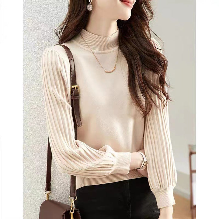 Damen eleganter Pullover mit hohen Strickärmeln Drune