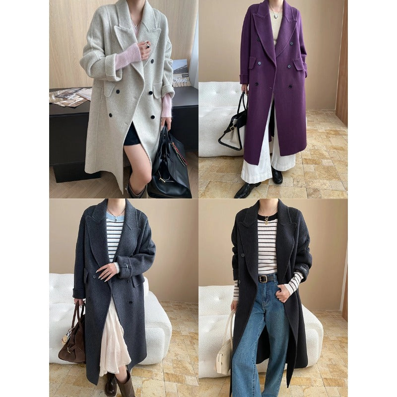 Damen eleganter Oversized-Mantel mit doppelter Knopfleiste und praktischen Taschen Drune