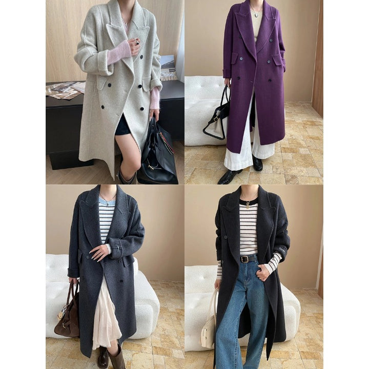 Damen eleganter Oversized-Mantel mit doppelter Knopfleiste und praktischen Taschen Drune