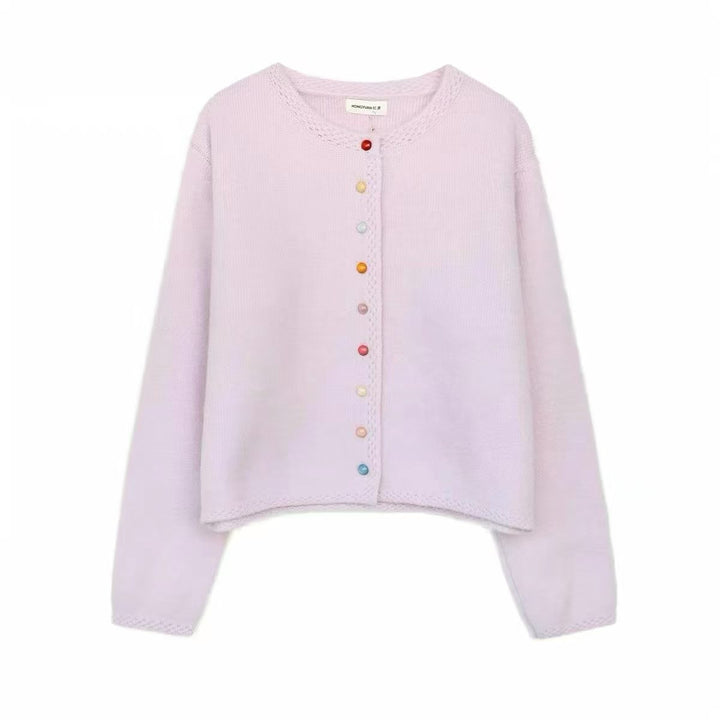 Damen Verspielte Strickjacke mit bunten Knöpfen Drune