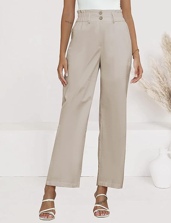 Damen weite Palazzo-Hosen mit elastischem Bund und praktischen Knopfdetails Drune