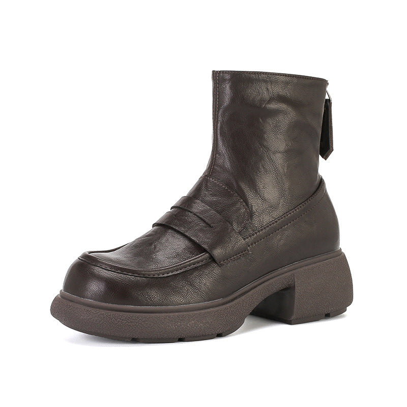 Damen Ankleboot im Loafer‑Moccasin‑Look mit sculpted Blockabsatz und Zuglasche Drune