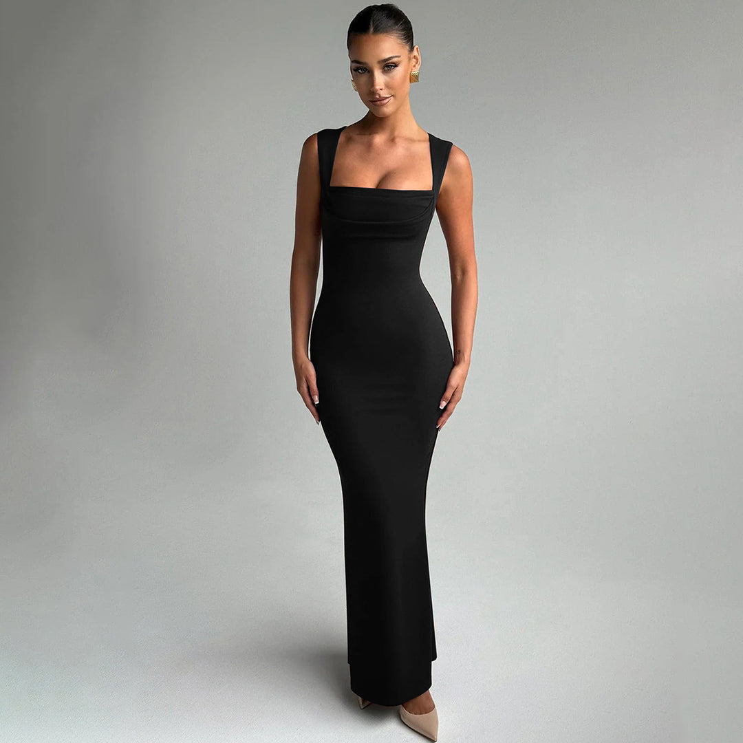 Damen Figurbetontes Abendkleid mit Quadrat-Ausschnitt und eleganter Drapierung Drune
