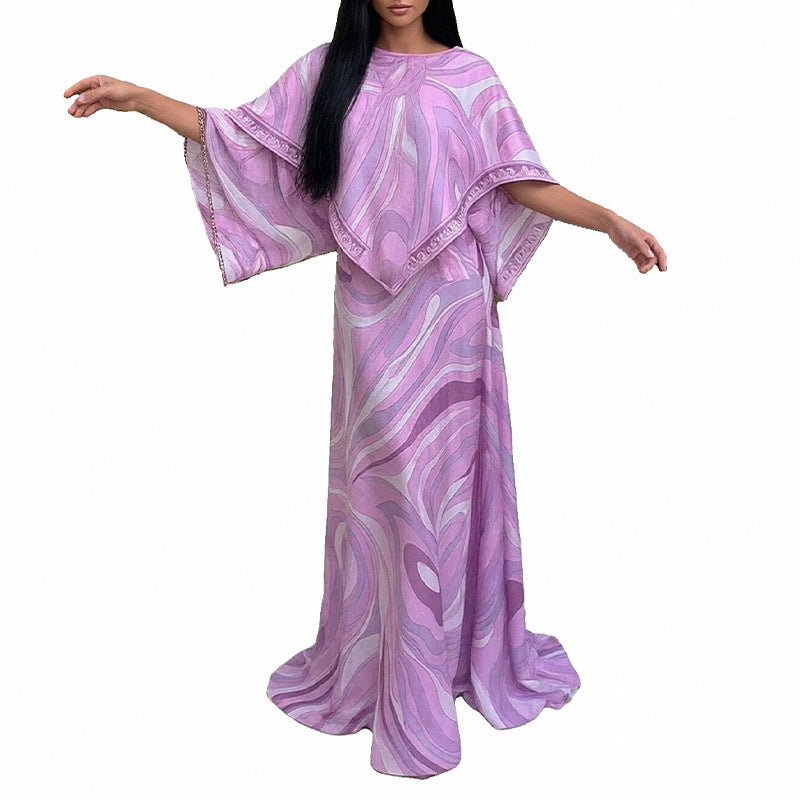 Damen Übergrößen-Maxikleid mit fließendem Schnitt und asymmetrischem Design Drune