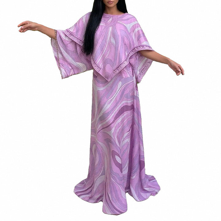 Damen Übergrößen-Maxikleid mit fließendem Schnitt und asymmetrischem Design Drune