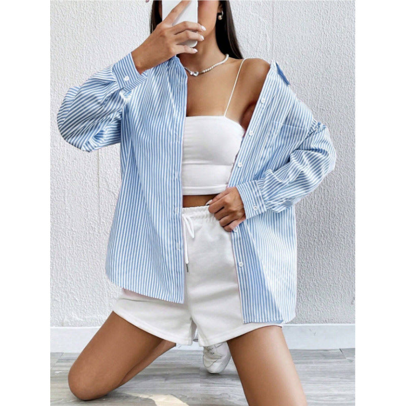 Damen Oversize Hemd mit feinen Streifen Drune