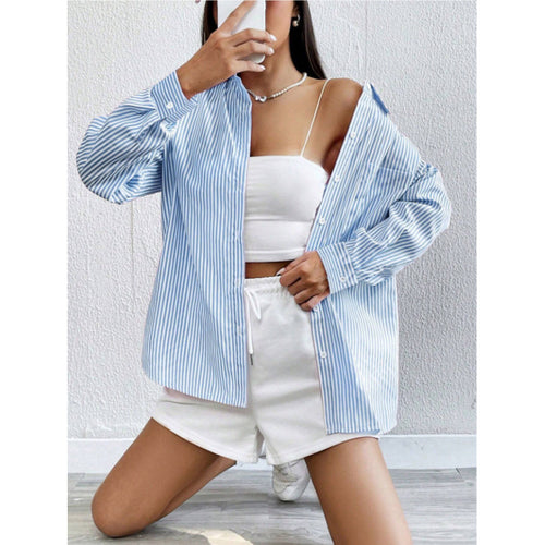 Damen Oversize Hemd mit feinen Streifen Drune