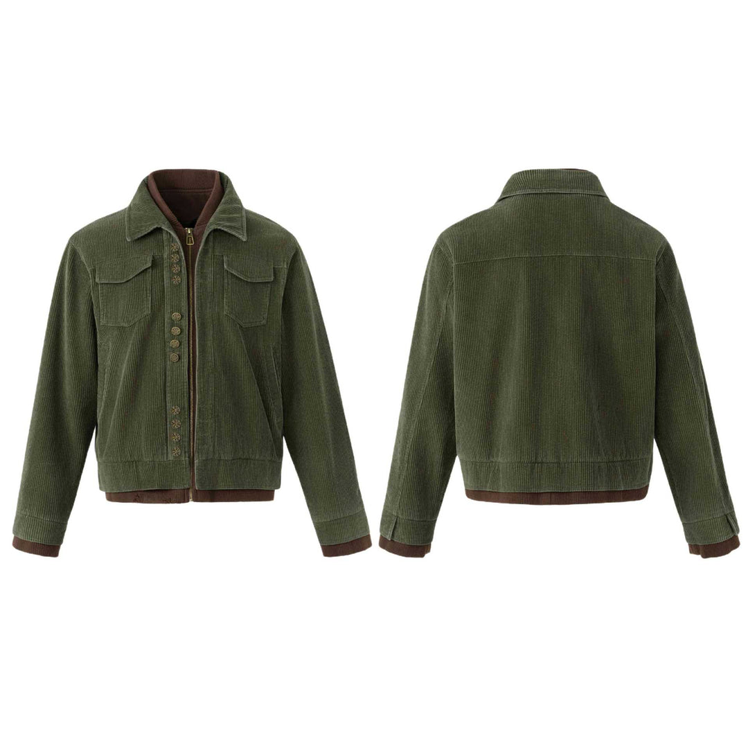 Herren Kurzblouson aus Cord mit dekorischer Knopfleiste und Innenzip Drune