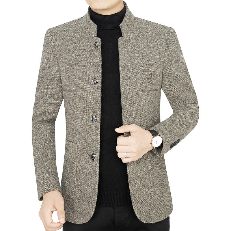 Herren Kurzmantel-Blazer mit Stehkragen und dekorativen Ziernähten Drune