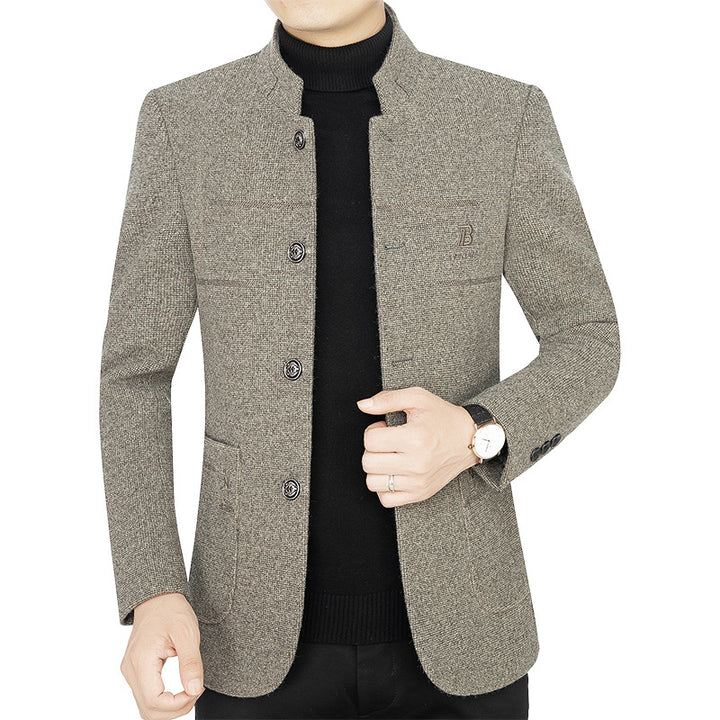 Herren Kurzmantel-Blazer mit Stehkragen und dekorativen Ziernähten Drune