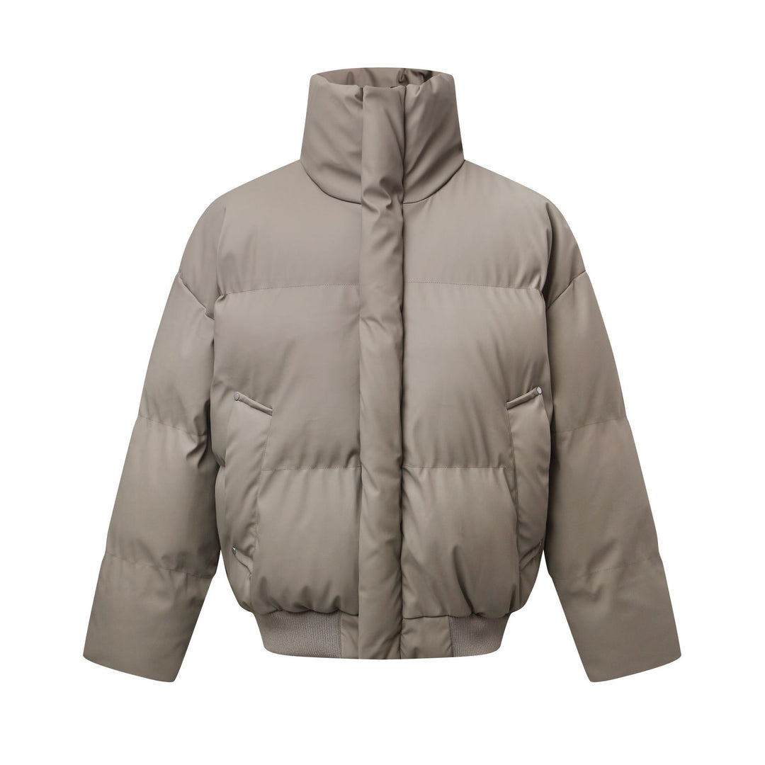 Damen Kurz geschnittener Stepp-Winterparka mit hohem Stehkragen und geripptem Saum Drune
