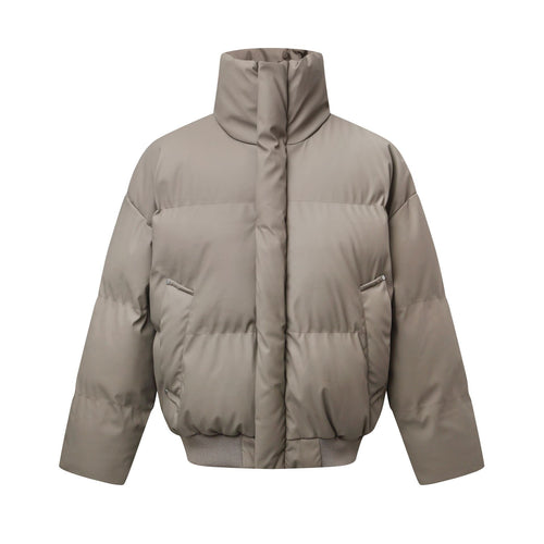 Damen Kurz geschnittener Stepp-Winterparka mit hohem Stehkragen und geripptem Saum Drune