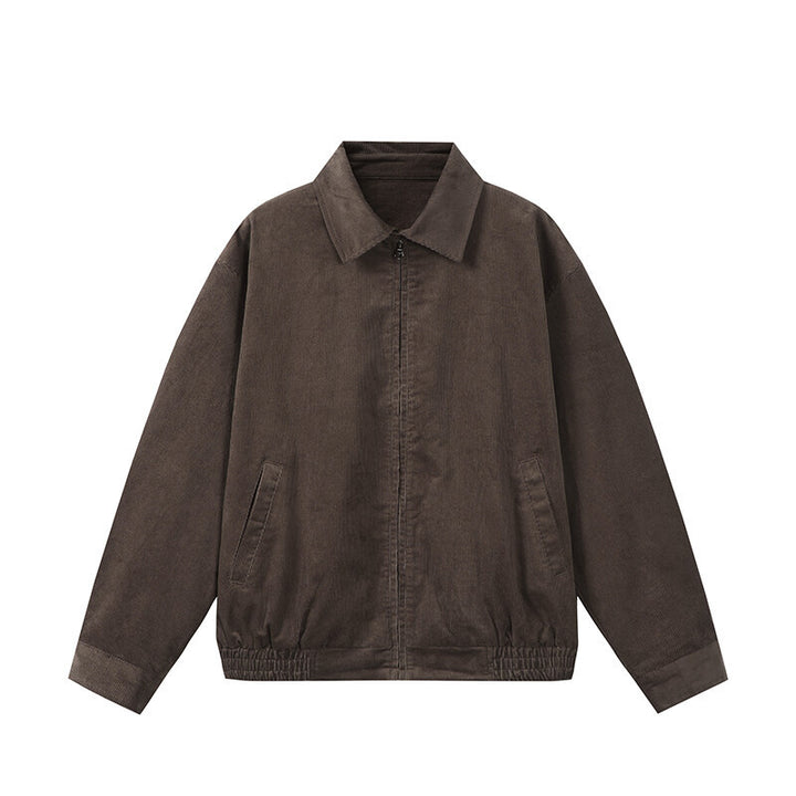 Herren Kastig geschnittene Cord-Blousonjacke mit verdecktem Reißverschluss und elastischem Saum Drune