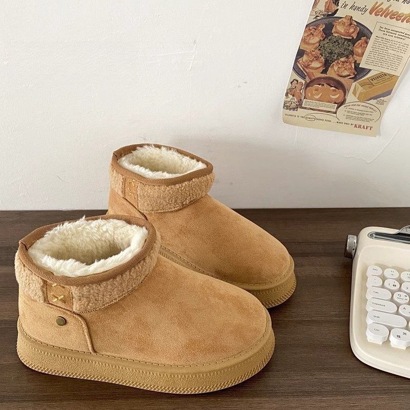 Damen Gefütterte Ankle‑Winterboots im Hausschuh‑Look mit Kunstfellfutter und rutschfester Profilsohle Drune