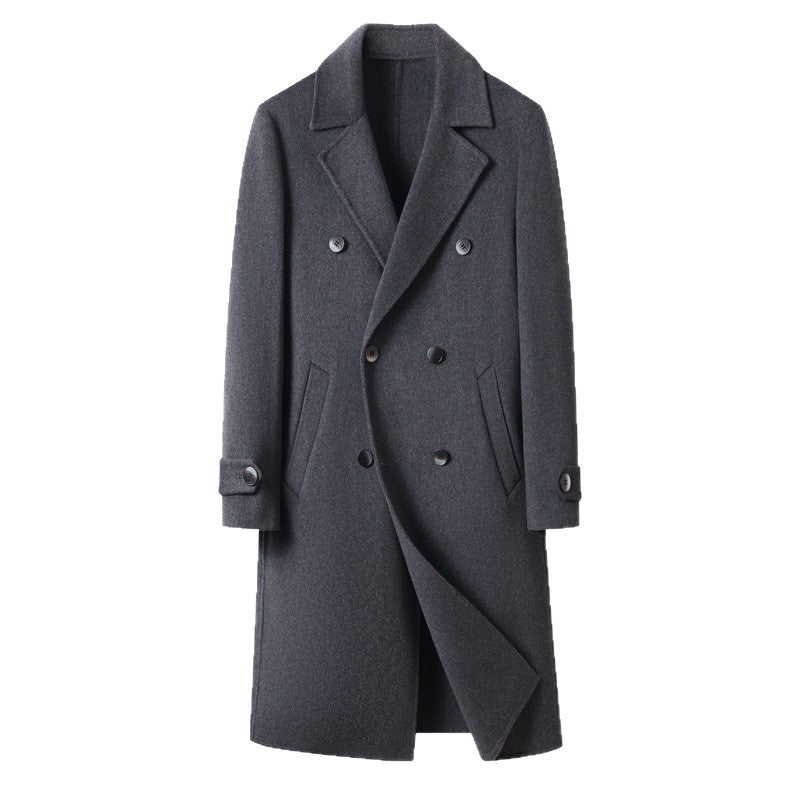 Herren eleganter Doppelreiher-Mantel aus hochwertigem Woll-Mix mit isolierender Fütterung Drune