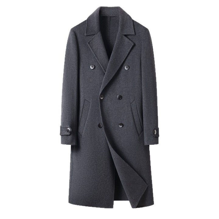 Herren eleganter Doppelreiher-Mantel aus hochwertigem Woll-Mix mit isolierender Fütterung Drune