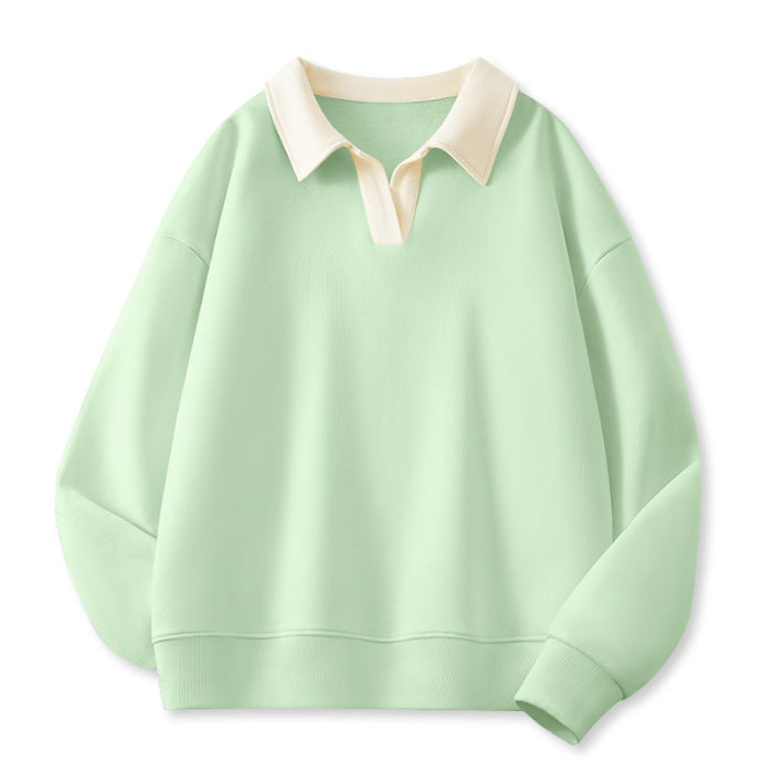 Damen Stilvolles V-Ausschnitt Fleece Pullover Sweatshirt Drune